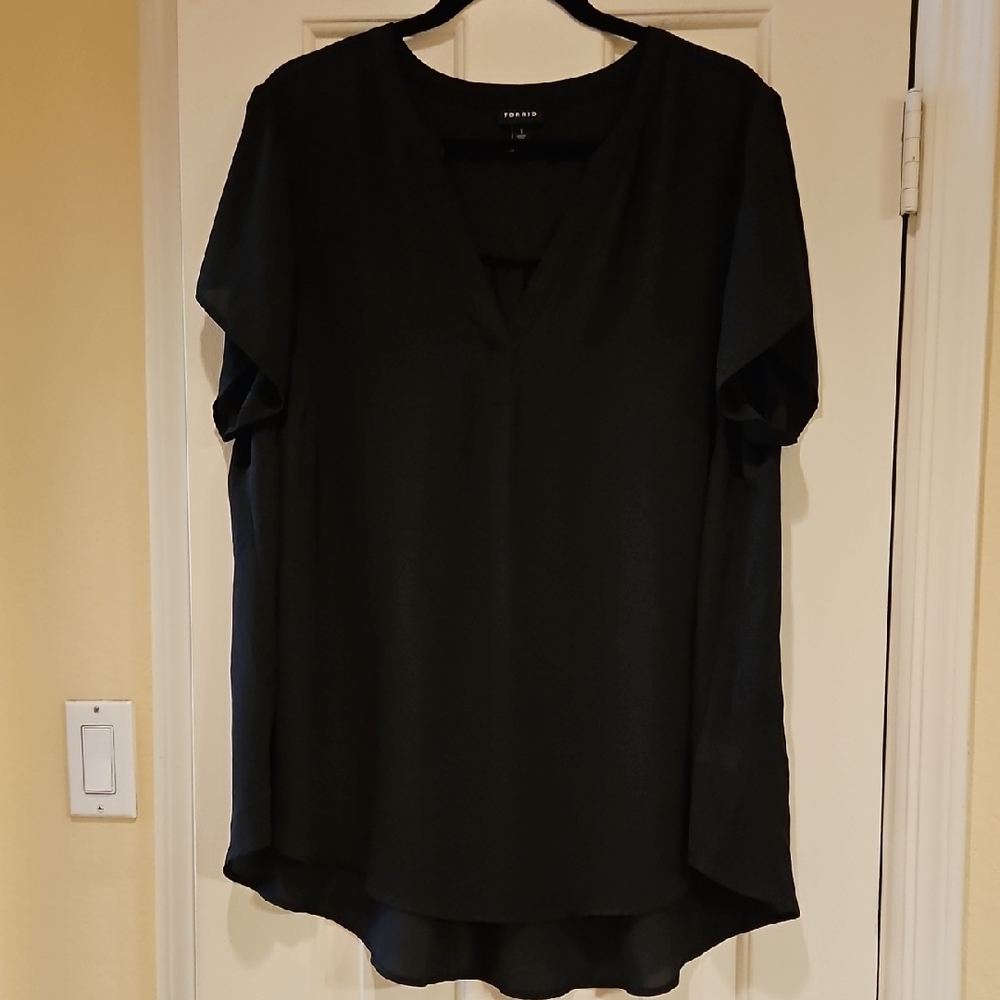 Torrid Elegant Black V-Neck Blouse
